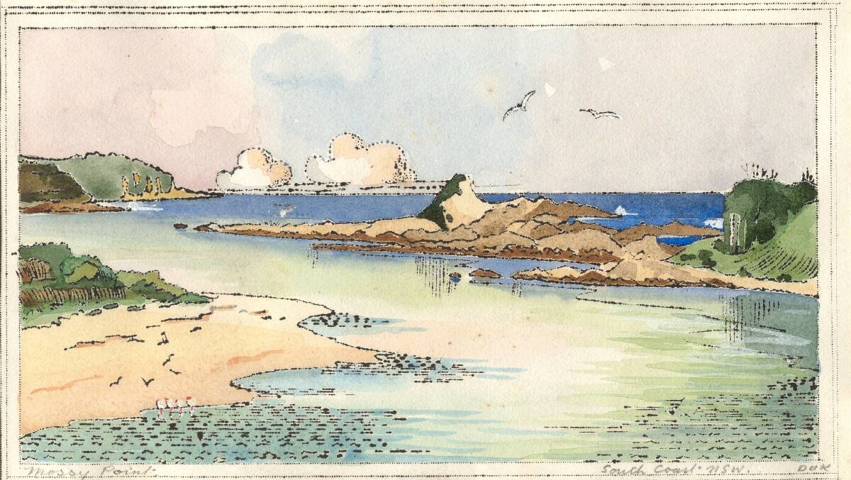The way that Cone Rock used to look. The "mossy" look led to it being called The Mossy Point. This is a Bert Duckworth hand-painted postcard from the 1950s.