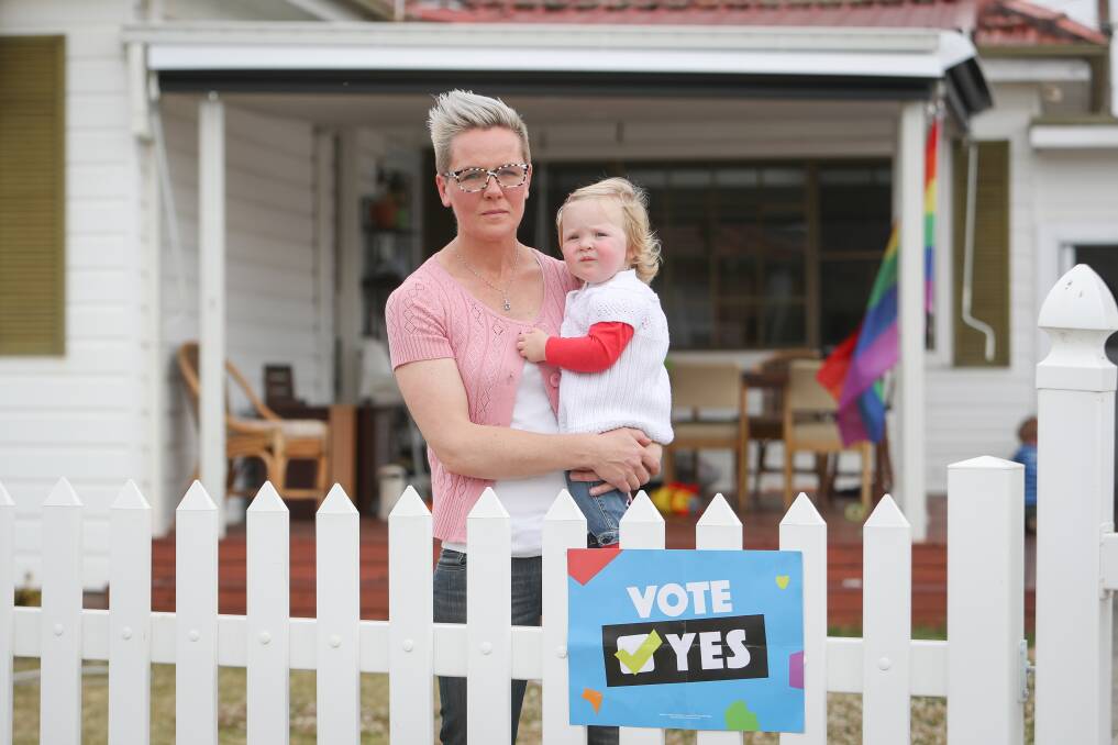 Peta Gammie with her daughter Adeleine at their Fairy Meadow home. Pictures: Adam McLean