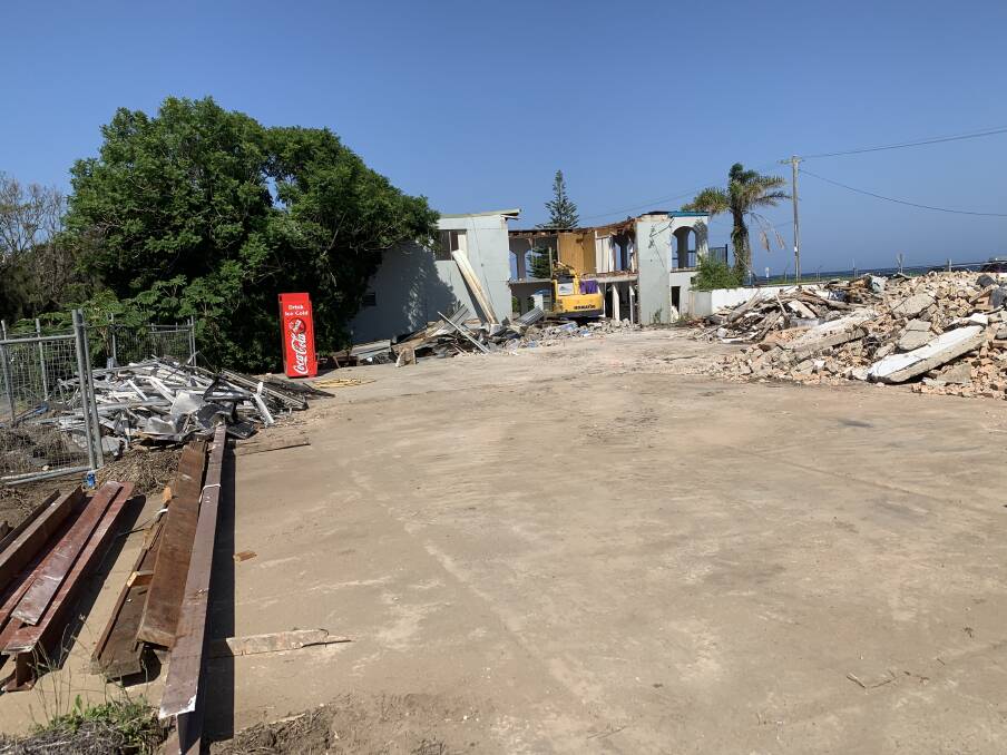 The demolition site at Malua Bay on Monday, January 10.