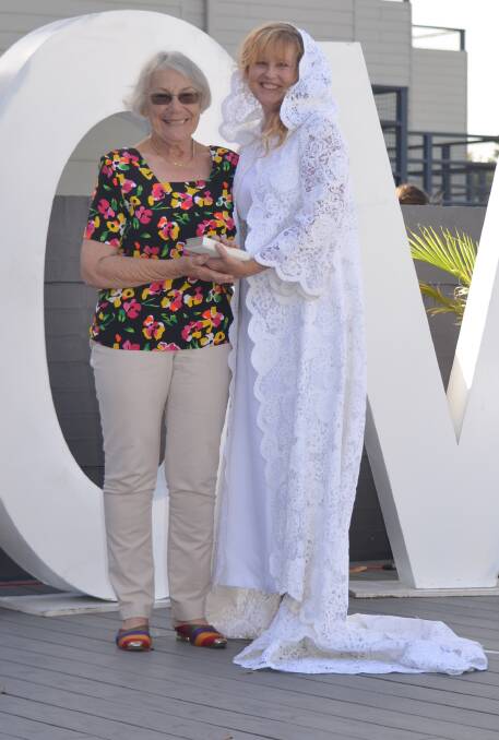 Maureen Law's wedding dress was modelled by Joanne Loader.