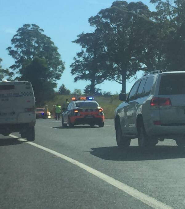 Emergency service vehicles at the accident.