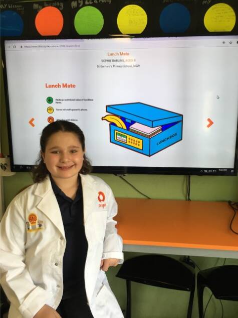 INNOVATOR: Sophie Barling, of St Bernards, will jet off to Melbourne (and maybe NASA) to workshop her 'Lunch Mate' idea. The 'Lunch Mate' is designed to monitor and rate the nutritional value of school lunches.