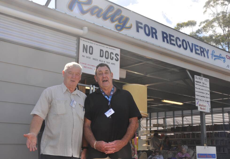 NEW LEASE ON LIFE: Rally for Recovery president Ken Sloan with number one lumper Michael Loftus at the opening of the upgraded shed in Tomakin on Saturday.