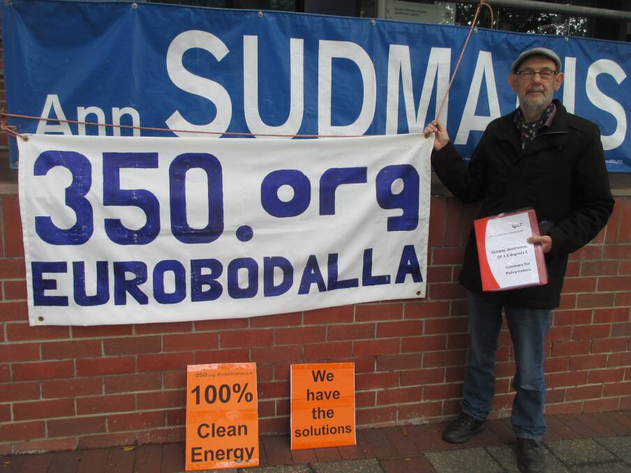 NOT HOME: Allan Rees of Eurobodalla 350 outside Ms Sudmalis' office.
