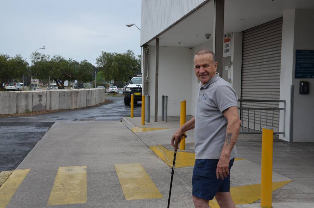 A BETTER WAY: Geoff Fielding is concerned a runaway trolley could meet a truck at the rear entrance to the Bridge Plaza - with disastrous results. He thinks the new bridge construction is an ideal opportunity for a redesign.