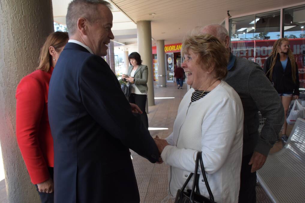 Labor leader Bill Shorten meets shoppers at Nowra Stocklands.