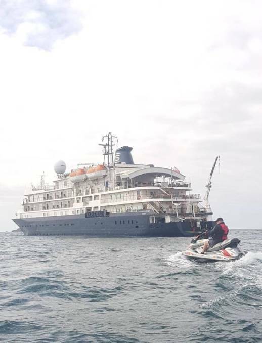 SAY G'DAY: Linda Doughty got up close to the cruise ship to snap this photo. The MS Caledonian Sky sailed into Batemans Bay.