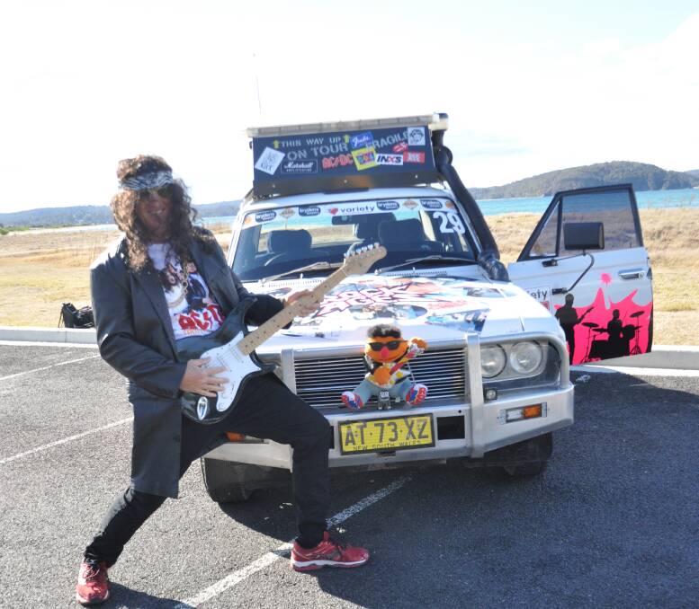 ROLLING ON: Mick O'Malley with mascot Ernie is excited to rock out for this year's Variety Children's Charity bash. His team begins their 4,400km journey on Sunday, August 12. He encouraged others to have a go.