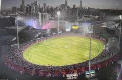 The government unveiled an artist's impression of the showgrounds stadium during the Gabba rebuild. (Jono Searle/AAP PHOTOS)