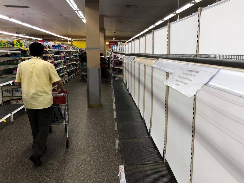 Australian supermarket shelves were stripped of toilet paper due to coronavirus-prompted panic.