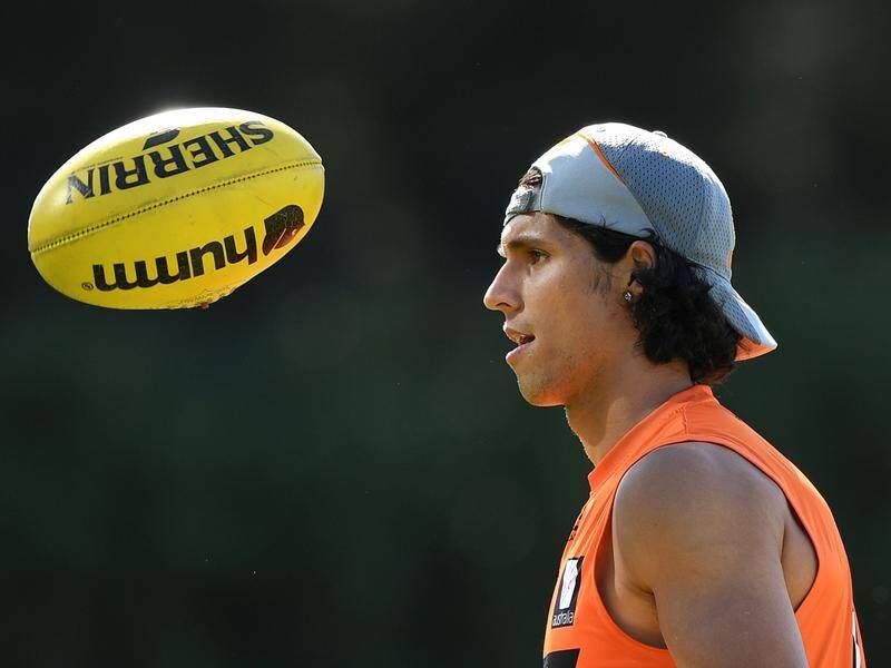 Nick Shipley of the GWS Giants during an AFL training session in Sydney.