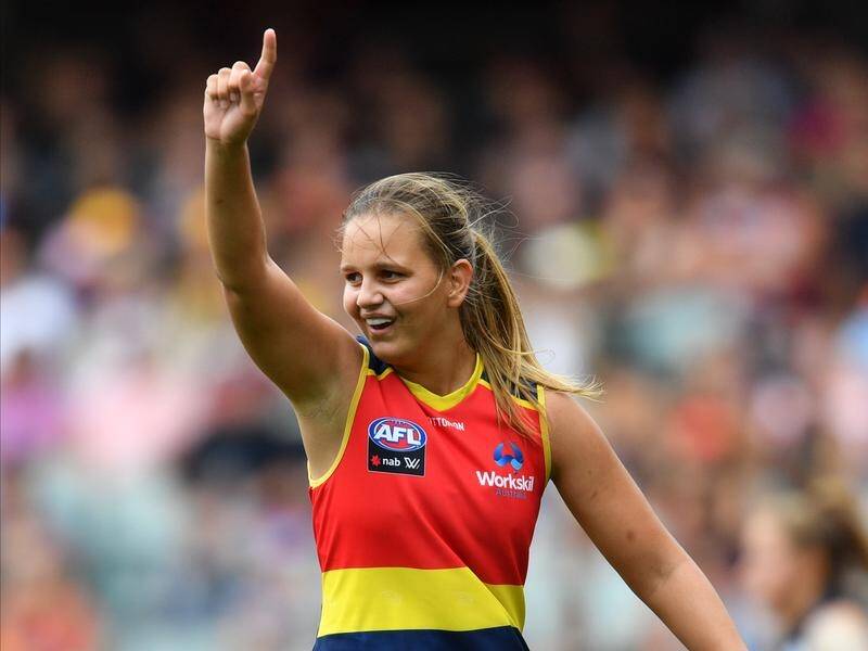 Danielle Ponter scored four goals for the Adelaide Crows as they thrashed the Gold Coast in AFLW.