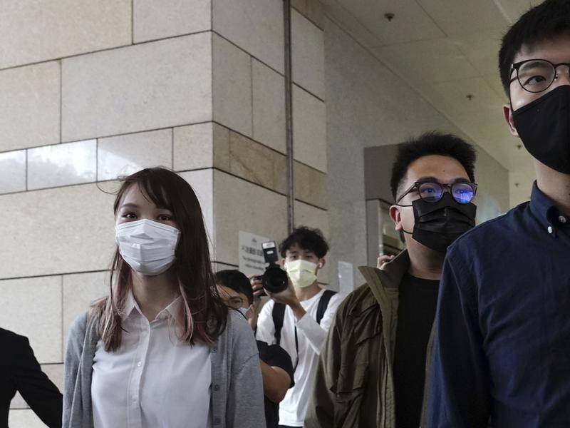 Agnes Chow, Ivan Lam and Joshua Wong (L to R) have pleaded guilty to protest related charges.
