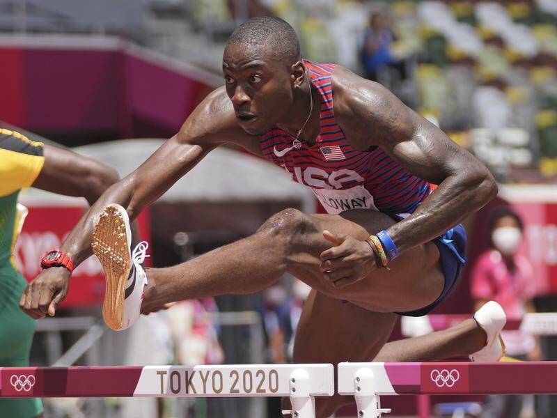 American Grant Holloway is the fastest qualifier for the Olympic 110 hurdles final.