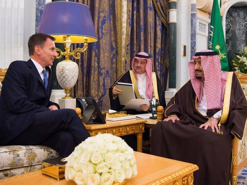 UK foreign secretary Jeremy Hunt has met with Saudi King Salman in Riyadh.