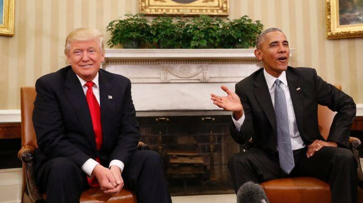 President-elect Donald Trump met President Barack Obama in the Oval Office in November. Photo: Pablo Martinez Monsivais