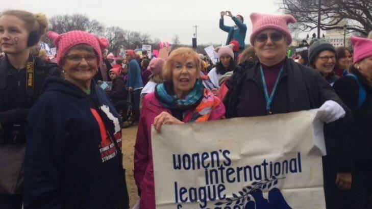 Patricia Wolk, Kay Pitts and Patricia Bennett travelled from California to the march.