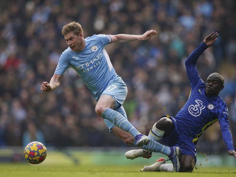 Kevin De Bruyne, evading N'golo Kante's challenge, was superb in Man City's victory over Chelsea.