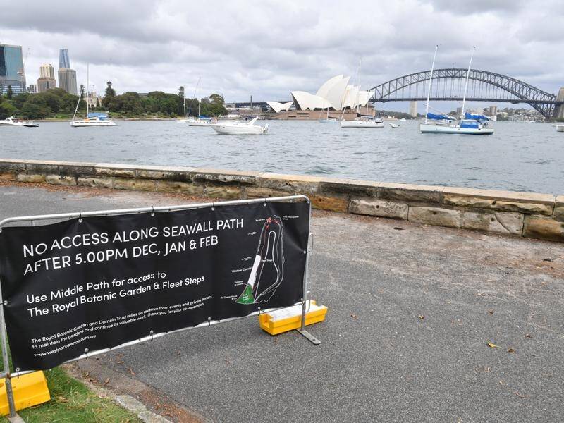 Sydney Harbour foreshore sites usually heaving with revellers on New Year's Eve are devoid of life.