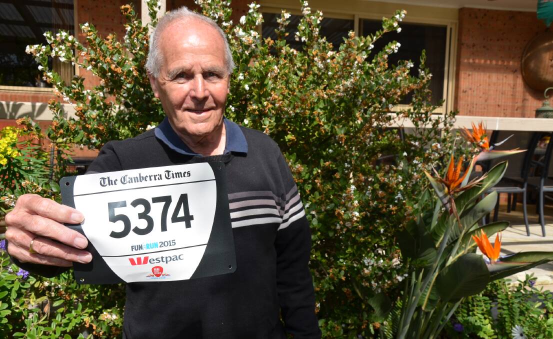 Leslie Ion, 80, of Surf Beach, completed the the 2015 The Canberra Times 10km Fun Run in less minutes than his age.