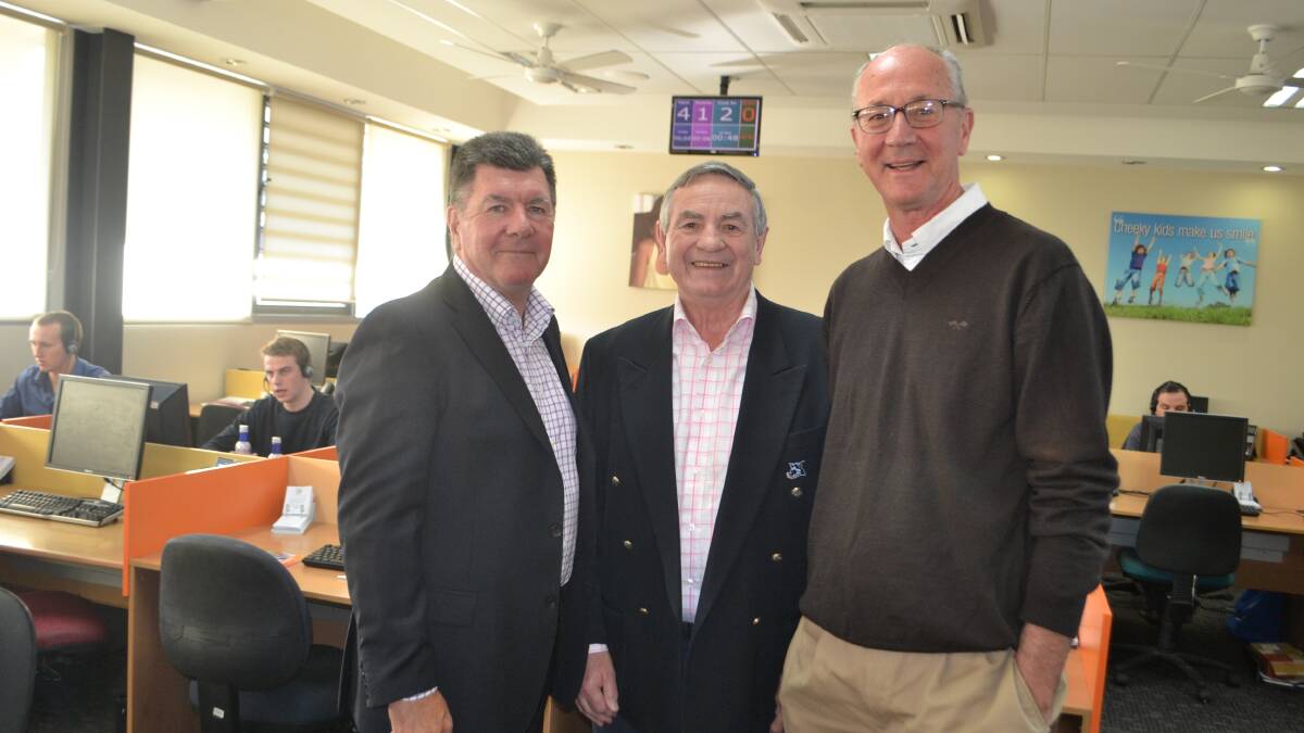 NEW DIRECTOR: Southern Phone’s new managing director Mark Warren, board chairman Bill Hilzinger and outgoing managing director and founder Phil Herrick 