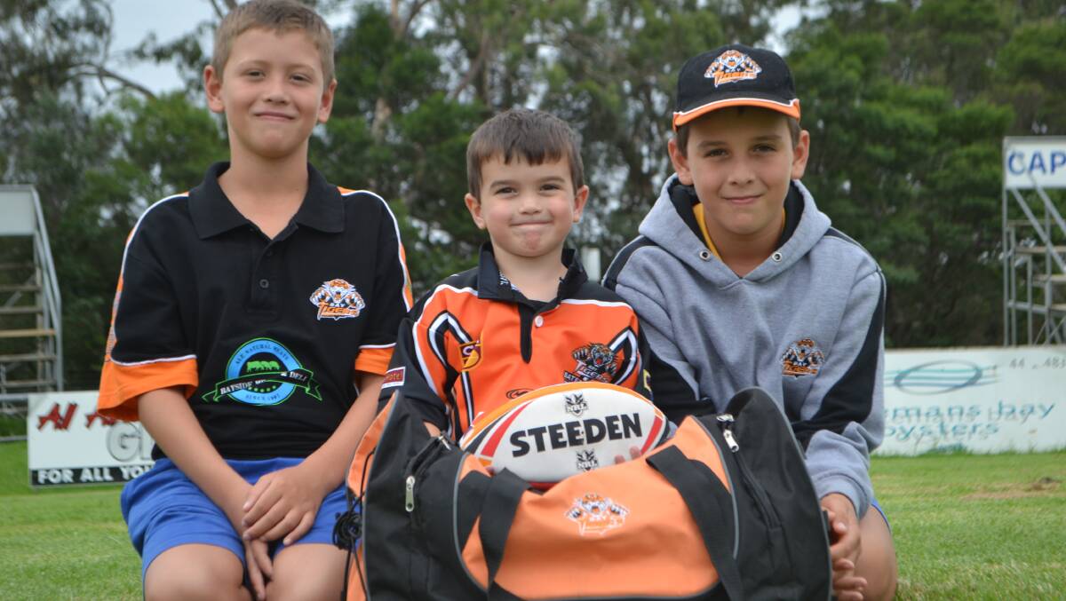 TIGER CUBS: William, Jack and Jonathan Worthy are ready for the Batemans Bay Tigers Junior Rugby League Football Club’s season.