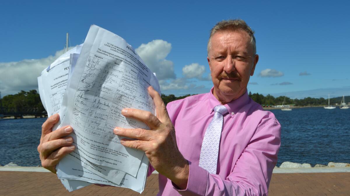 NO RISE: Councillor Milton Leslight has collected thousands of signatures from people who oppose Eurobodalla Shire Council’s special 
rate rise. 