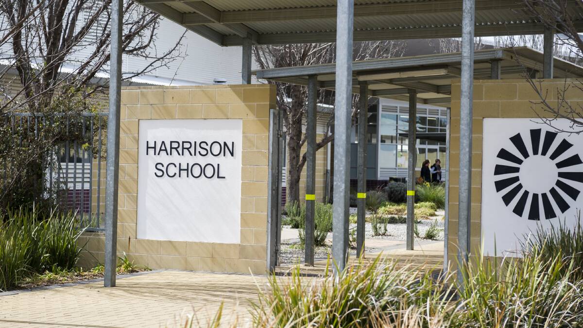 Harrison School is one of several Canberra schools now listed as a close-contact exposure site. Picture: Dion Georgopoulos