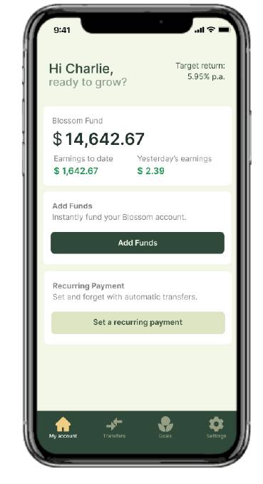 The Blossom app encourages customers to take their micro-investing seriously by rounding up everyday purchases to an even dollar amount and squirrelling it away.