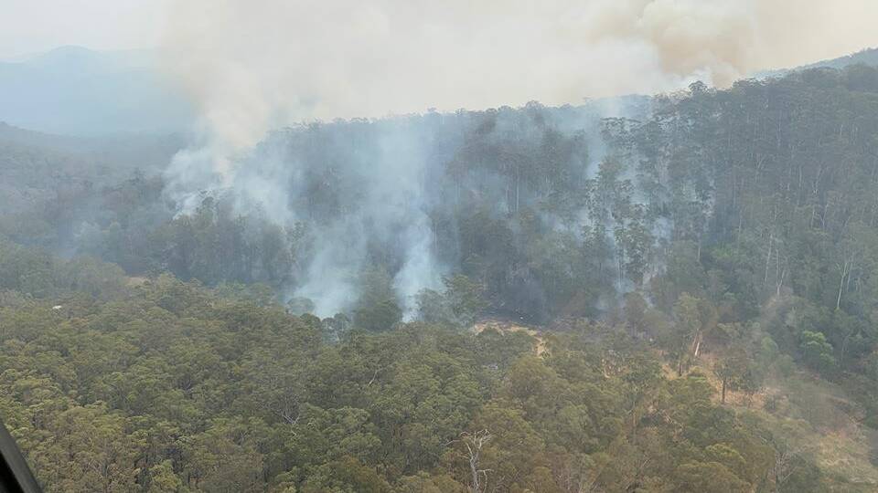 Fire currently burning in the Deua River Valley. Photo: Far South Coast Rural Fire Service
