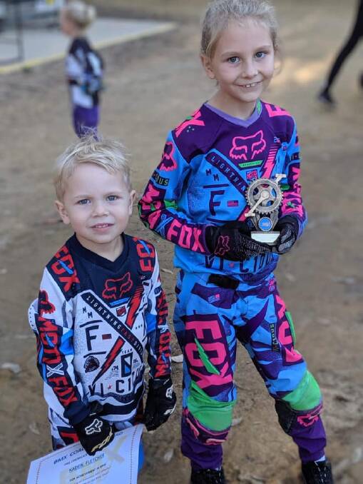 Macey Fletcher (right) took out the Batemans Bay BMX Club's Rider of the Month award for April. Photo: Supplied.