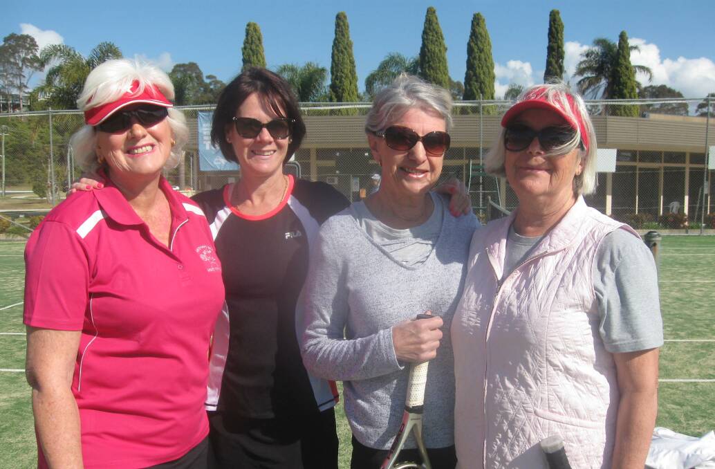 THE BAY WAVES: Laurie Phillips, Samantha Webster, Ellen Kill and Ksana Gamaly enjoy their tennis.