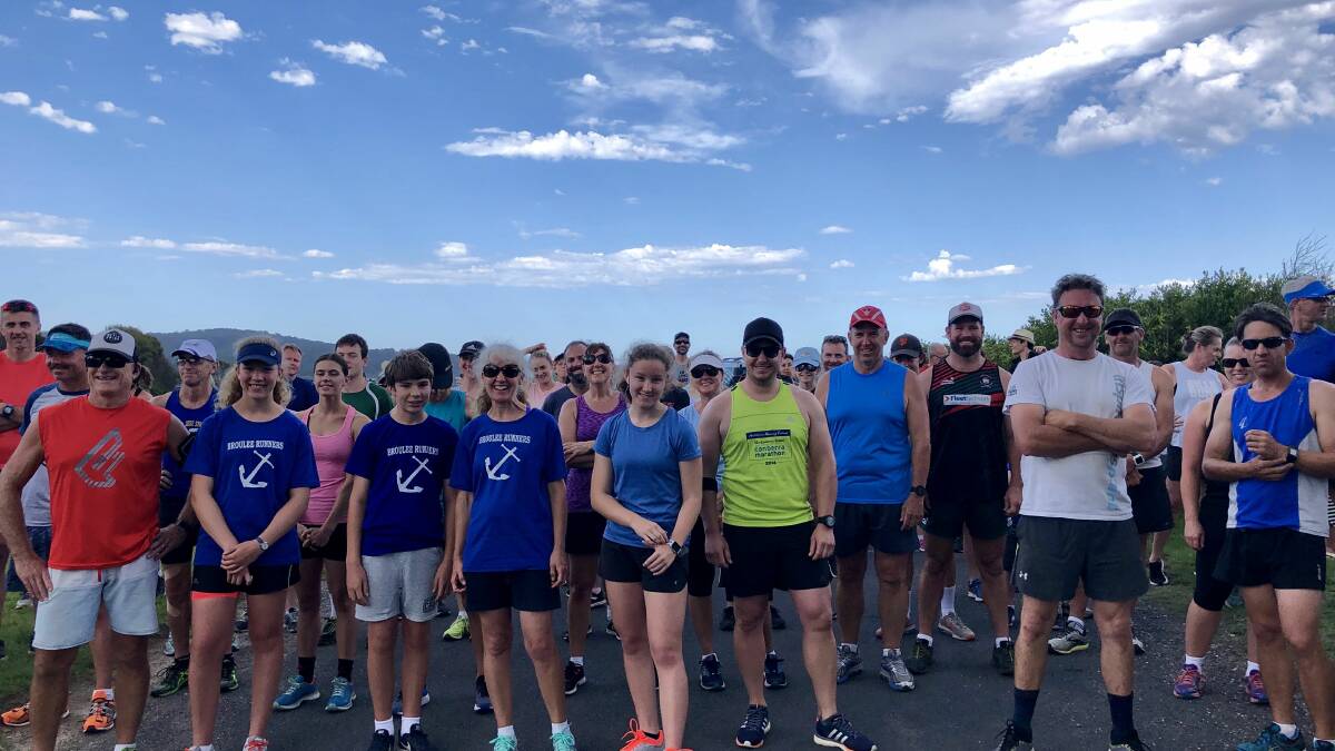 ON YOUR MARKS: The Broulee Runners gear up for their boxing day run in hot conditions. Photo: Supplied.