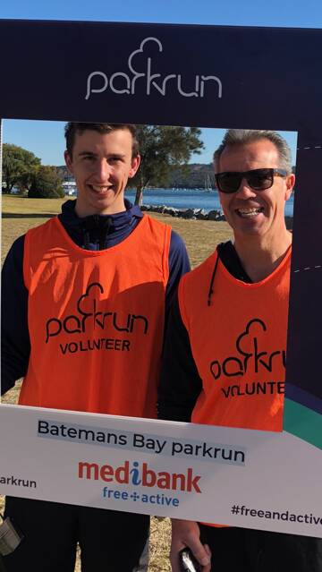 Parkrun volunteers Braith and Adam Porteous.