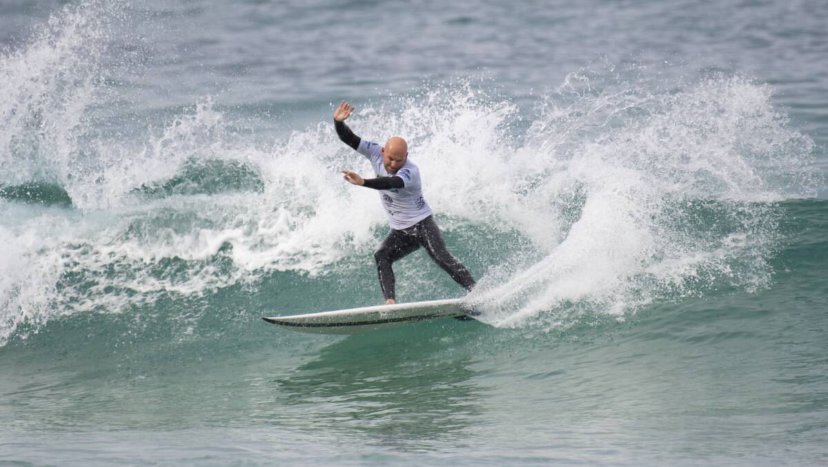 CARVED: Broulee's Shane Wehner finished third in the over 35s men's competition at the 2019 Carve NSW Surfmasters Titles. Photo: Ethan Smith / Surfing NSW.