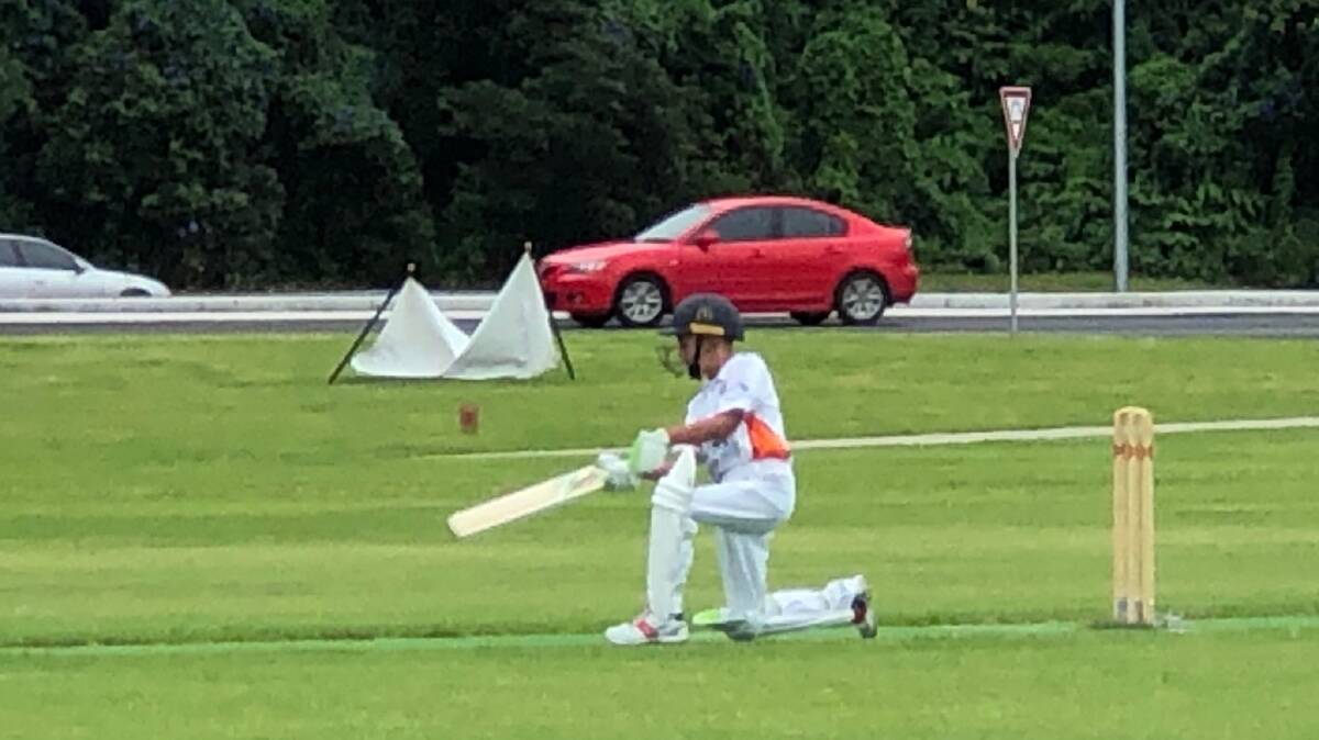 DOWN LOW: Bayley Kravtsov impressed with the bat during the under 11s match.