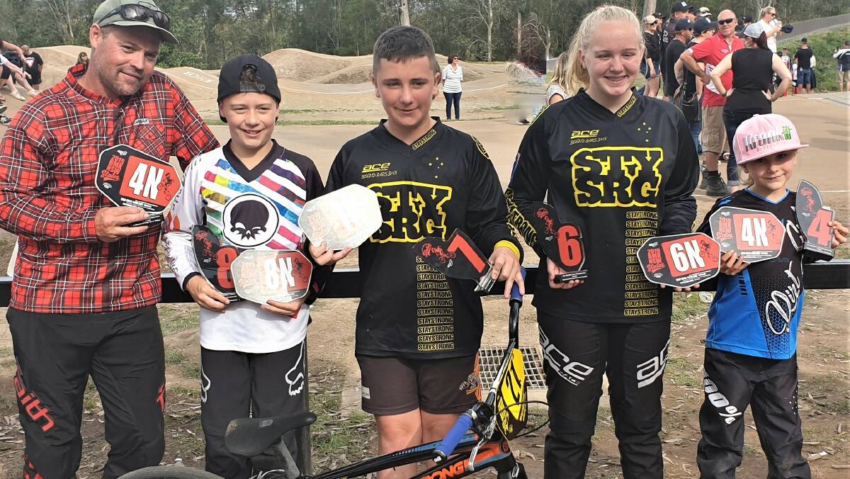 State Plate winners: Batemans Bay BMX Club riders show the State Plates they picked up at the NSW titles over the long weekend.