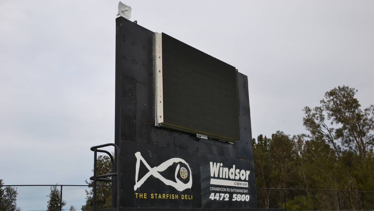 The new electronic scoreboard at Hanging Rock Oval.