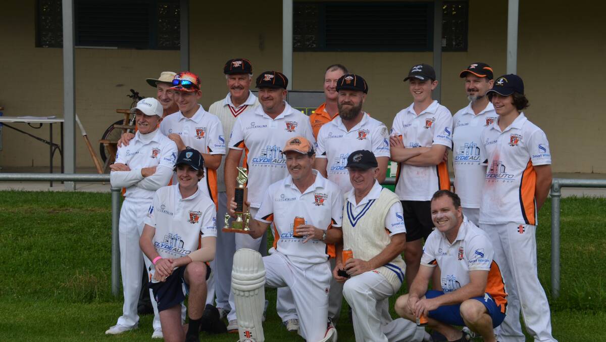VICTORS: Batemans Bay's third-grade side celebrates after their eight-wicket win over Sussex Inlet in the third-grade one-day final at Hanging Rock Oval.