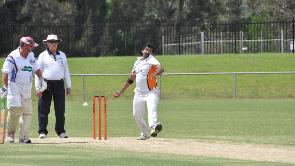 TAKE THAT: Praveen Varghese took 1/38 during Batemans Bay's win over North Nowra Cambewarra.