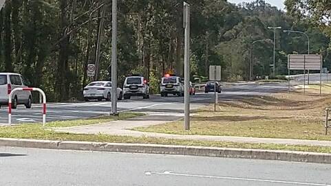 Police in pursuit of a vehicle in Batemans Bay on Monday, August 26. Photo: Robert McCloughan