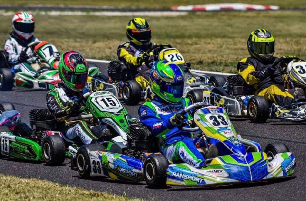 START YOUR ENGINES: Batemans Bay's Bailey Sweeny took out the South Pacific KA3 junior championship in Orange to cap off a fantastic year. Photo: Supplied.