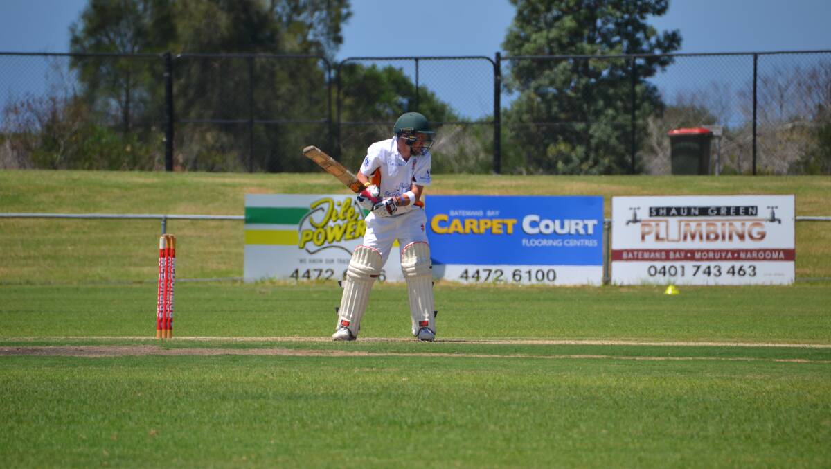 Carl Lang faces up during Batemans Bay's loss to Berry-Shoalhaven Heads at Hanging Rock Oval. Photo: Zoe Cartwright.