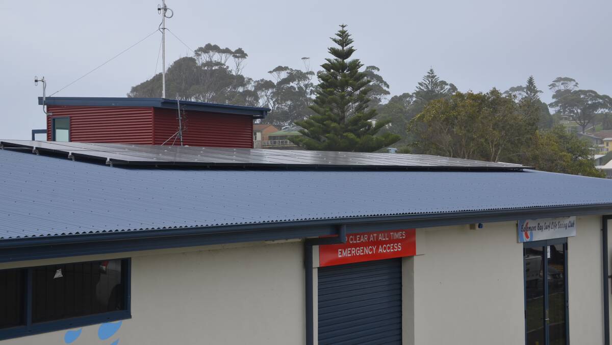 The brand new solar panels on top of the Batemans Bay Surf Club in Malua Bay.