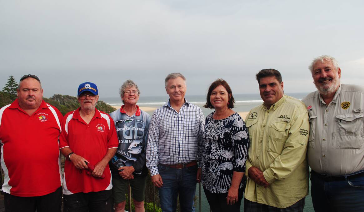 NSW Shadow Minister for Lands, the Hon. Mick Veitch MLC, and Candidate for Bega Leanne Atkinson with members of the Recreational Fishing Alliance of NSW.