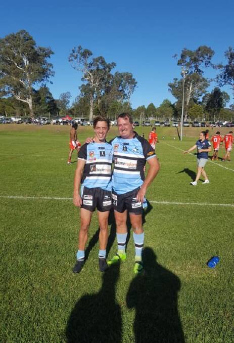 Father-and-son duo Mick and Jarrod Cottington played together in the Moruya Sharks' reserves side.