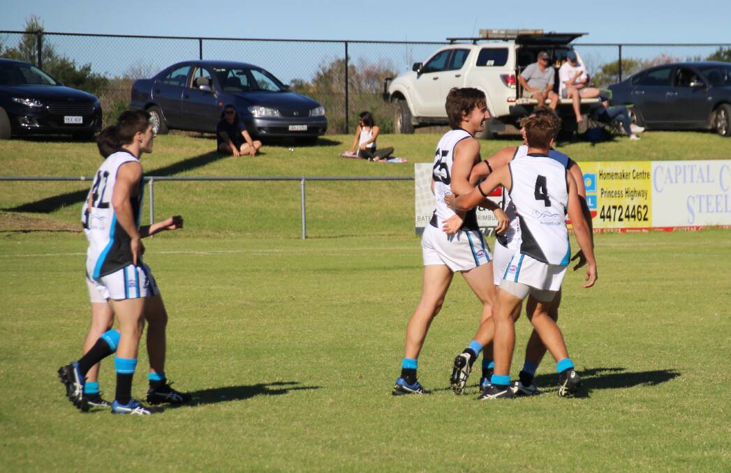 The Batemans Bay Seahawks, pictured in a game in May, beat ADFA by 26 points to qualify for the AFL Canberra Third Grade grand final.