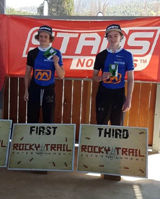 GRUELING: Jack McFarlane and Nicholas Usher competed in the under 18s division of the Shimano MTB four-hour race. Photo: Provided.