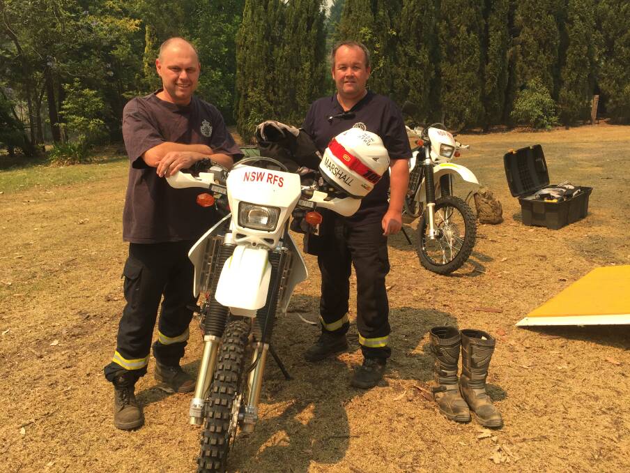 Chris Strange and Luke Marshall were about to hit the road on Thursday and ride out to the Currowan Fire ground.