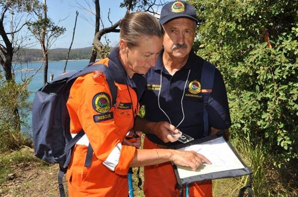 SEARCH UNDERWAY:  Eurobodalla SES members Lynne and Michael Beby searching for missing Tomakin man Peter Jeacle. INSET: The missing man, Peter Jeacle.